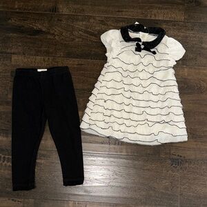 Nanette Baby Short Sleeve Ruffle Sequin Collar Dress & Leggings